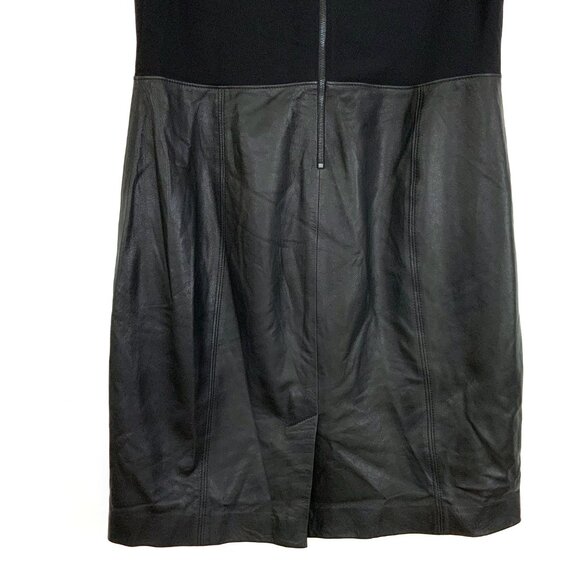 Vince Sleeveless Viscose/Leather Sheath Dress Black Size 12 - Picture 14 of 16